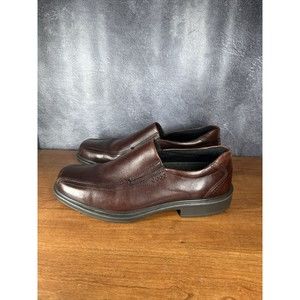 Ecco Loafer Dress Shoes Mens Brown Leather Slip On Square Toe Size US 10 EUR 43